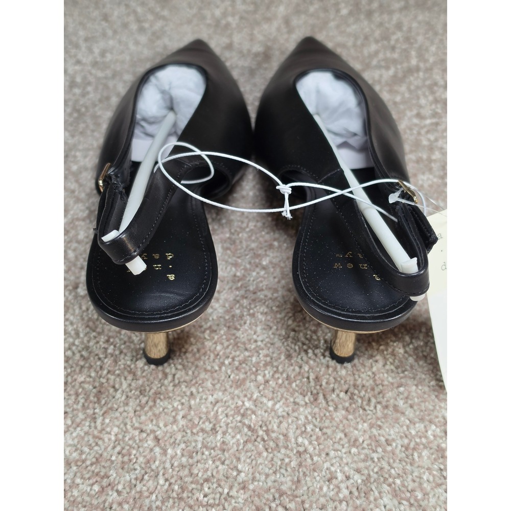 A New Day Samantha Black Slingback Pointed Toe Gold Kitten Heel Size 10 NEW - Picture 5 of 7